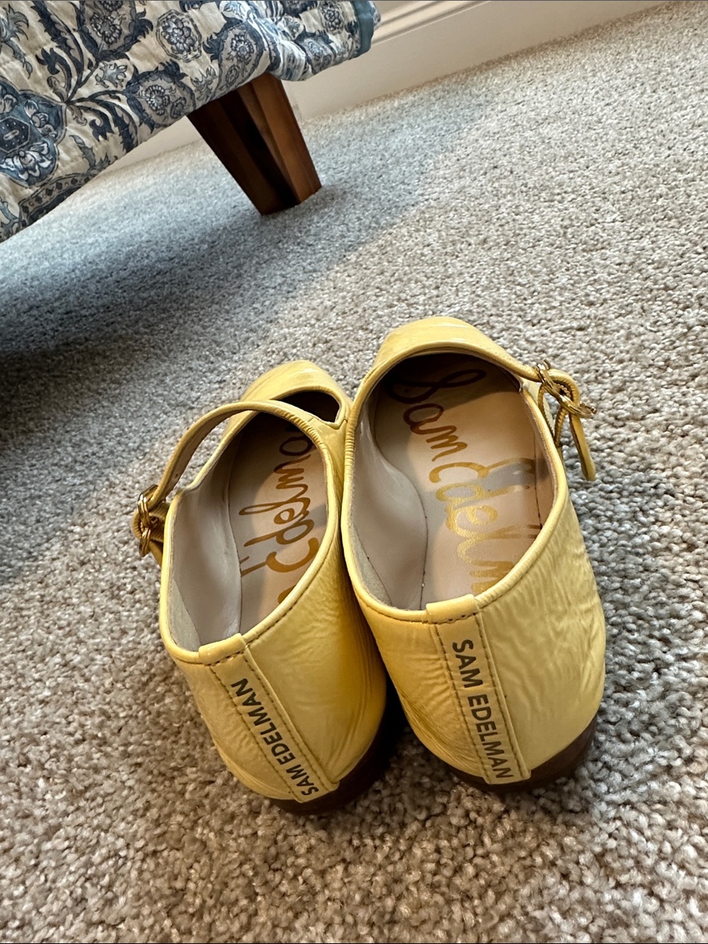 Sam Edelman Butter Yellow Patent Mary Jane Flats - Picture 4 of 6